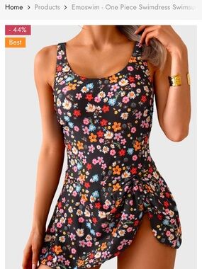 Black Floral One-Piece Swimsuit